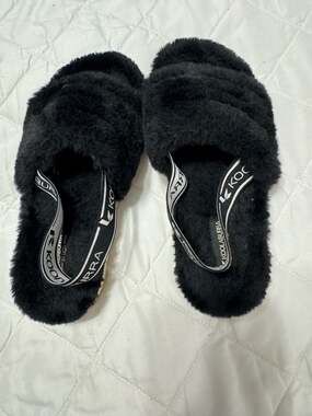 Koolaburra by UGG Fuzz'n II Faux Fur Slingback Slippers Black